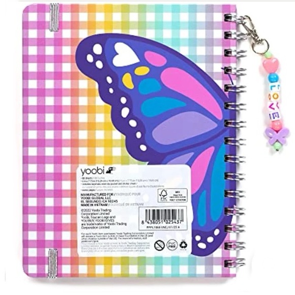 Yoobi Hard Cover Spiral Butterfly Theme Undated Planner with “Love” Keychain - Picture 2 of 16